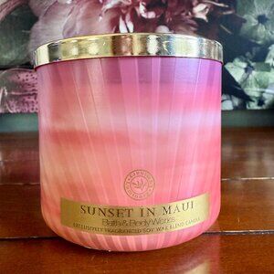 NEW SUNSET IN MAUI 3-Wick Glowing Luminary Candle Bath & Body Works